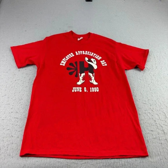 Vintage Employee Appreciation Day Shirt Mens L Red Stedman Single Stitch 90s - Picture 1 of 8